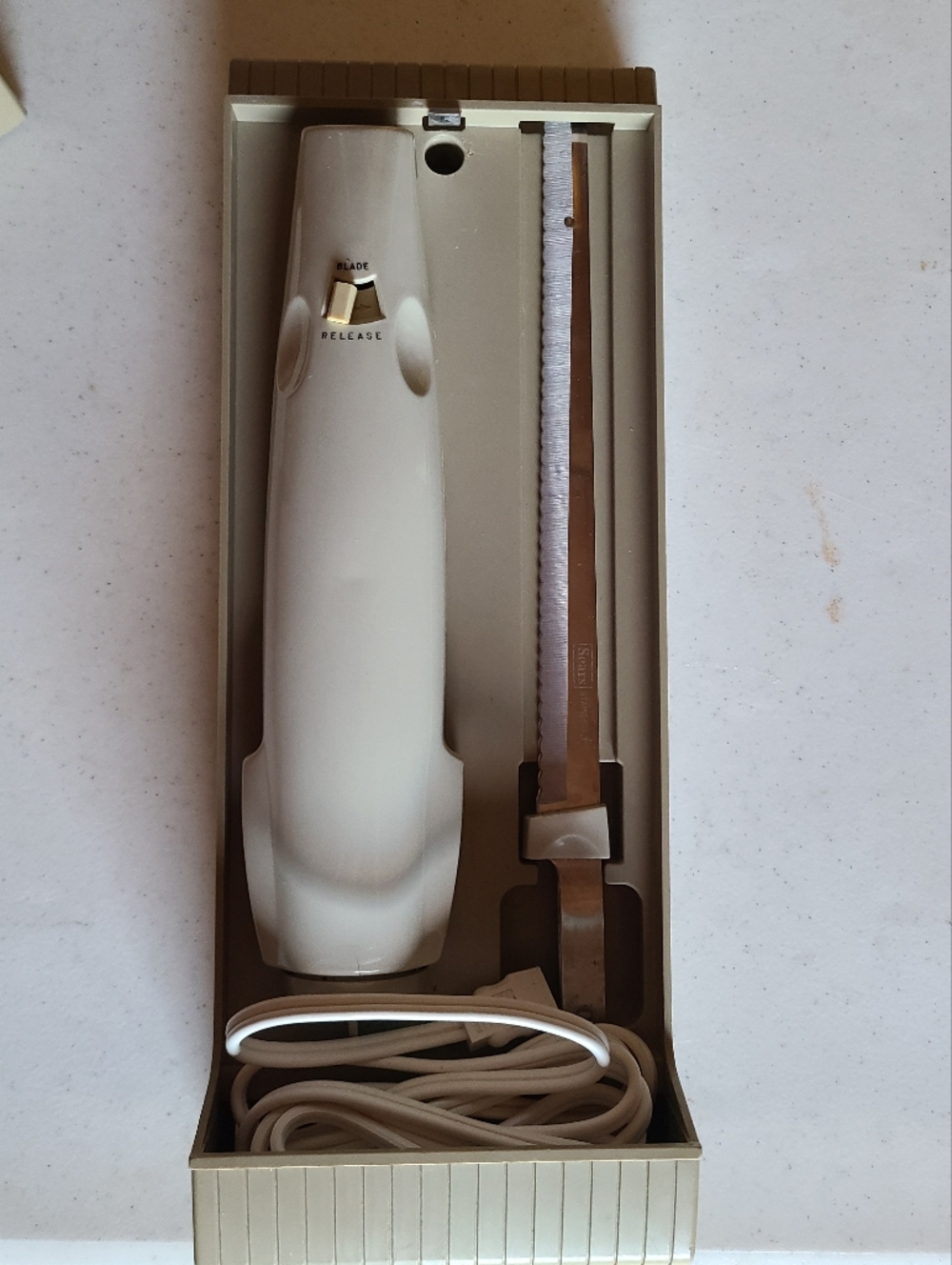 ​Vintage Sears Electric Carving Knife w/ Wall Mount Case Mid Century MCM